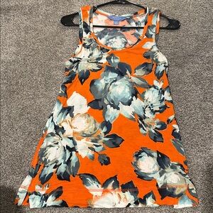 Floral Sleeveless Top in Orange and Blue